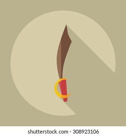 Flat modern design with shadow icons sword