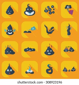 Flat modern design with shadow icons faeces