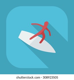 Flat modern design with shadow icons surfer