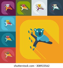 Flat modern design with shadow icons koala