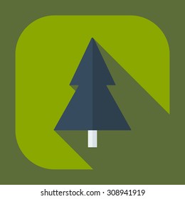Flat modern design with shadow icons Christmas tree