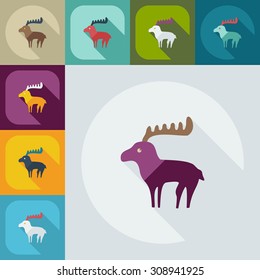Flat modern design with shadow icons moose