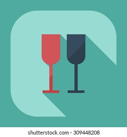 Flat modern design with shadow icons wineglass