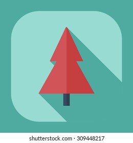 Flat modern design with shadow icons Christmas tree