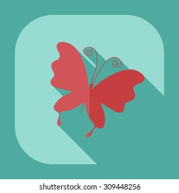 Flat modern design with shadow icons butterfly