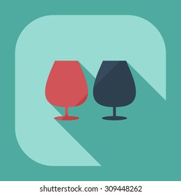 Flat modern design with shadow icons wineglass