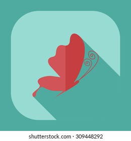 Flat modern design with shadow icons butterfly
