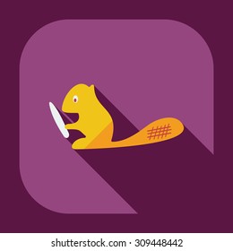 Flat modern design with shadow icons beaver