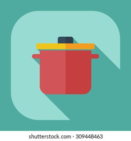 Flat modern design with shadow icons saucepan