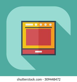 Flat modern design with shadow icons oven, kitchen