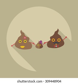 Flat modern design with shadow icons faeces