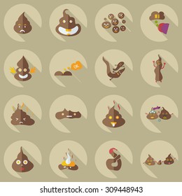 Flat modern design with shadow icons faeces