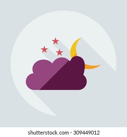 Flat modern design with shadow icons cloud moon stars