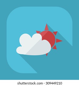 Flat modern design with shadow icons cloud sun