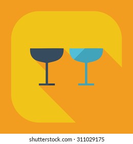Flat modern design with shadow icons wineglass
