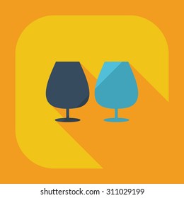 Flat modern design with shadow icons wineglass