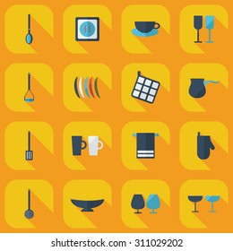 Flat modern design with shadow icons kitchen