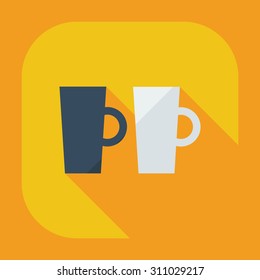 Flat modern design with shadow icons cup