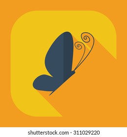 Flat modern design with shadow icons butterfly