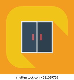 Flat modern design with shadow icons wardrobe, furniture
