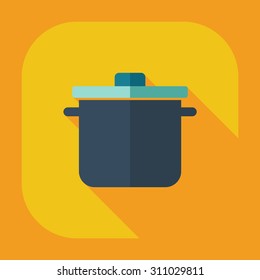 Flat modern design with shadow icons saucepan
