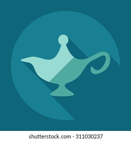 Flat modern design with shadow icons genie lamp