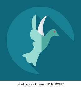 Flat modern design with shadow icons dove