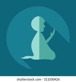 Flat modern design with shadow icons Muslim  praying