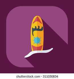 Flat modern design with shadow icons surf board