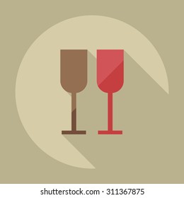 Flat modern design with shadow icons wineglass