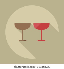 Flat modern design with shadow icons wineglass