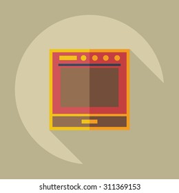 Flat modern design with shadow icons oven, kitchen