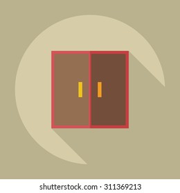 Flat modern design with shadow icons wardrobe, furniture