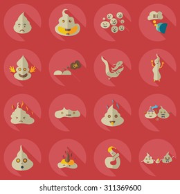 Flat modern design with shadow icons faeces