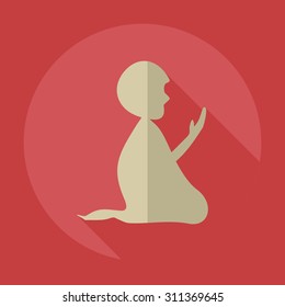 Flat modern design with shadow icons Muslim  praying