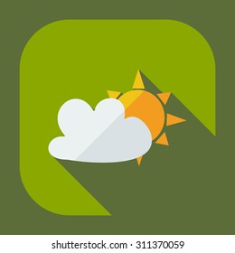 Flat modern design with shadow icons cloud sun