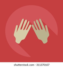 Flat modern design with shadow icons praying hands