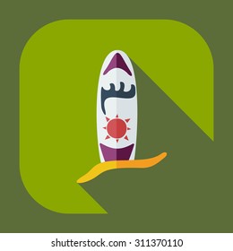 Flat modern design with shadow icons surf board