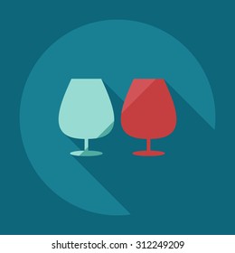 Flat modern design with shadow icons wineglass
