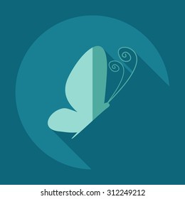 Flat modern design with shadow icons butterfly
