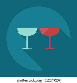 Flat modern design with shadow icons wineglass