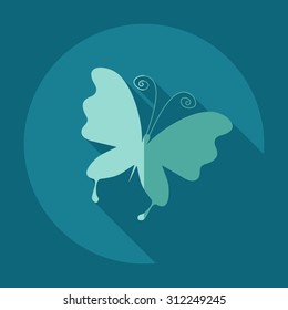 Flat modern design with shadow icons butterfly