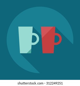 Flat modern design with shadow icons cup
