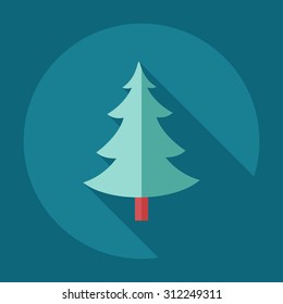 Flat modern design with shadow icons Christmas tree