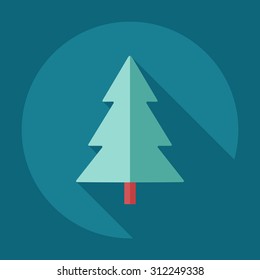 Flat modern design with shadow icons Christmas tree