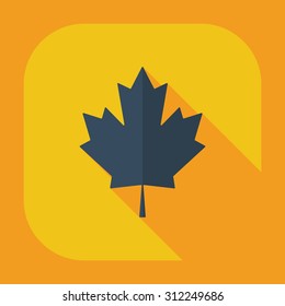 Flat modern design with shadow icons maple leaf 