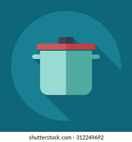 Flat modern design with shadow icons saucepan