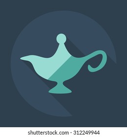 Flat modern design with shadow icons genie lamp