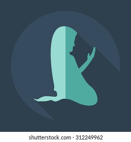 Flat modern design with shadow icons Muslim  praying