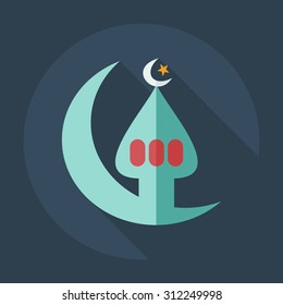 Flat modern design with shadow icons mosque
